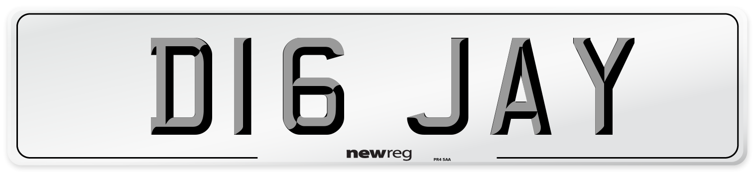 D16 JAY Number Plate from New Reg